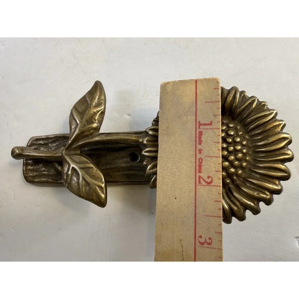 Vintage Solid Brass Sunflower Door Knocker 5.5